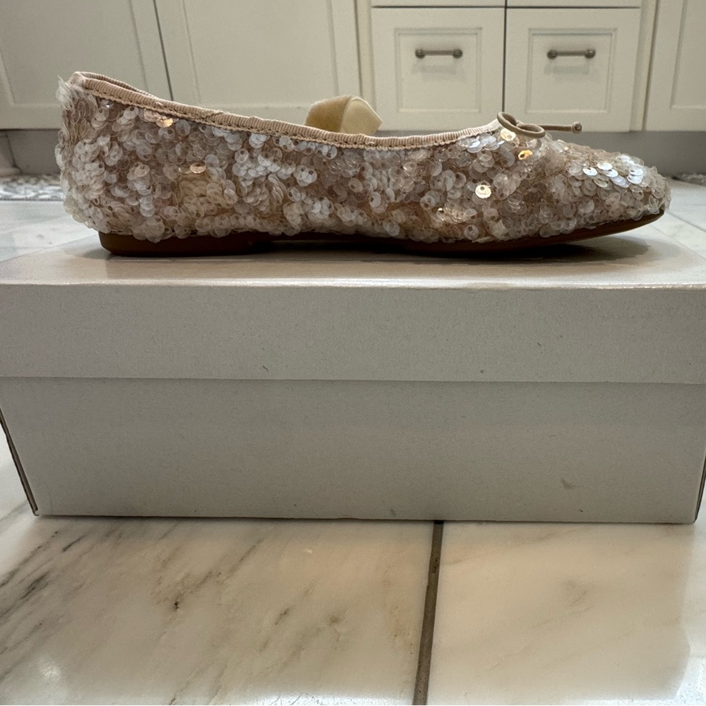 Zara Girls Sequin Ballet Flats - Tan - Picture 8 of 9